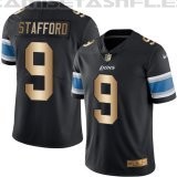Camiseta Detroit Lions Stafford Negro Nike Gold Legend NFL Hombre